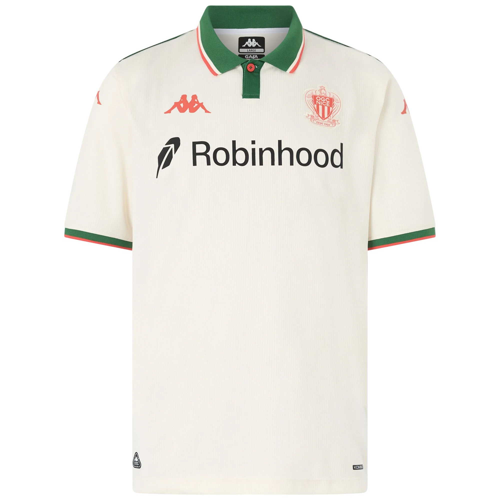 KOMBAT PRO 2026 AWAY OGC NICE - Active Jerseys - Shirt - Man - WHITE VANILLA-GREEN ARTICHOKE-ORANGE CORAL-SPONSOR