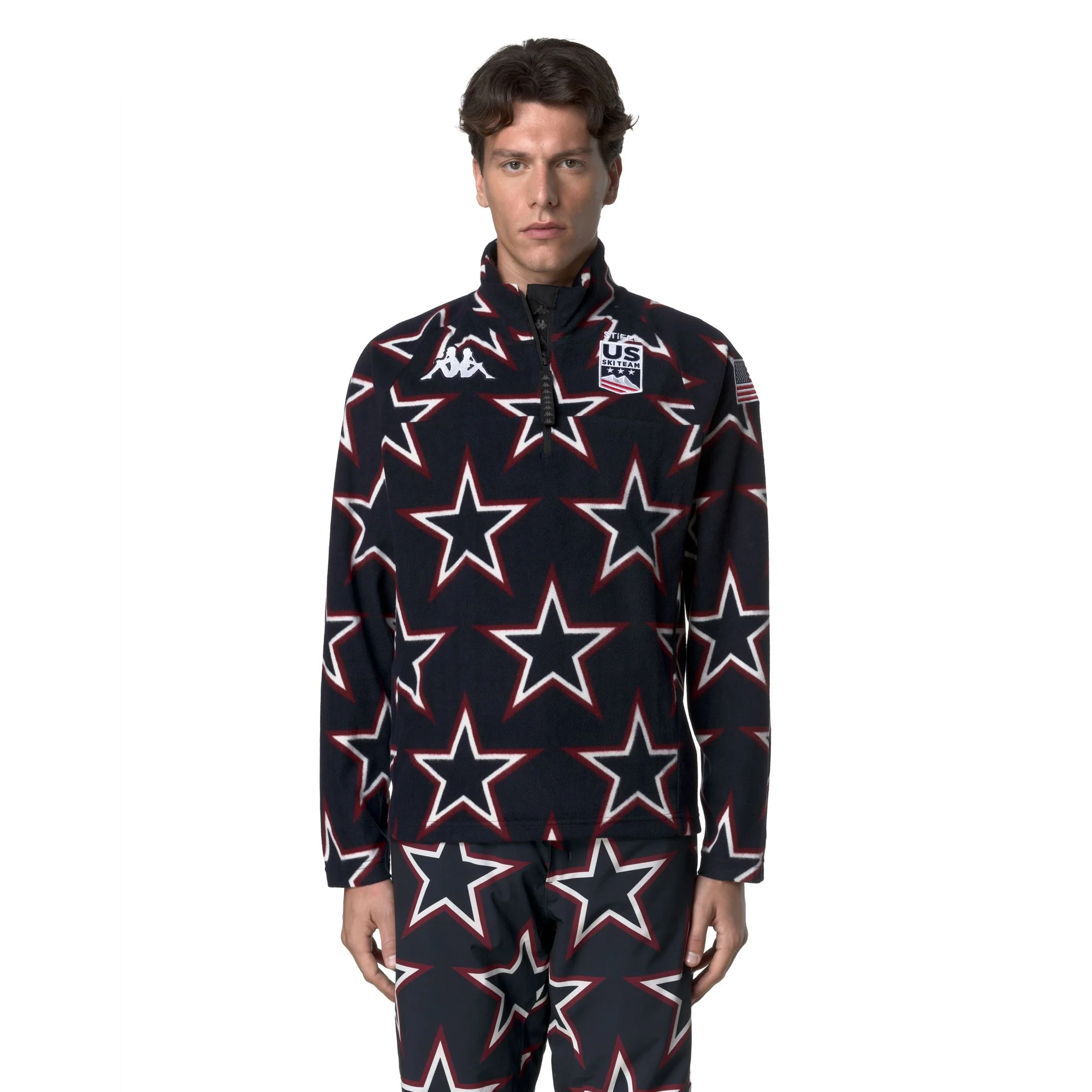 818G US - Fleece - Jacket - Unisex - Blue Baritone-Pomgranate-White - Image 3