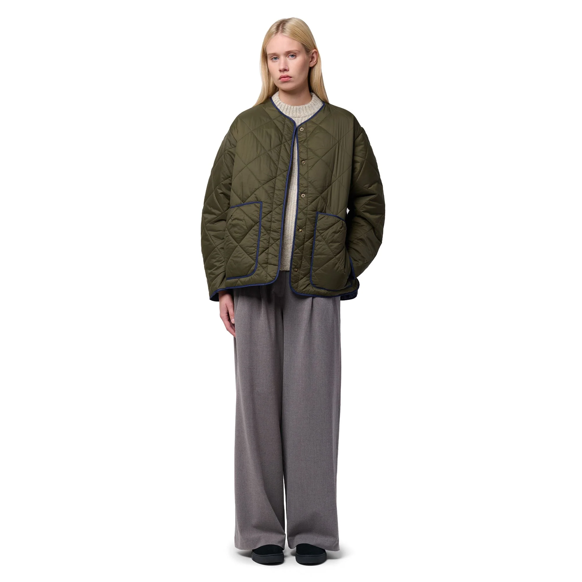LOUISE - Jackets - Short - Woman - GREEN MILITARY-BLUE IRIS - Image 6
