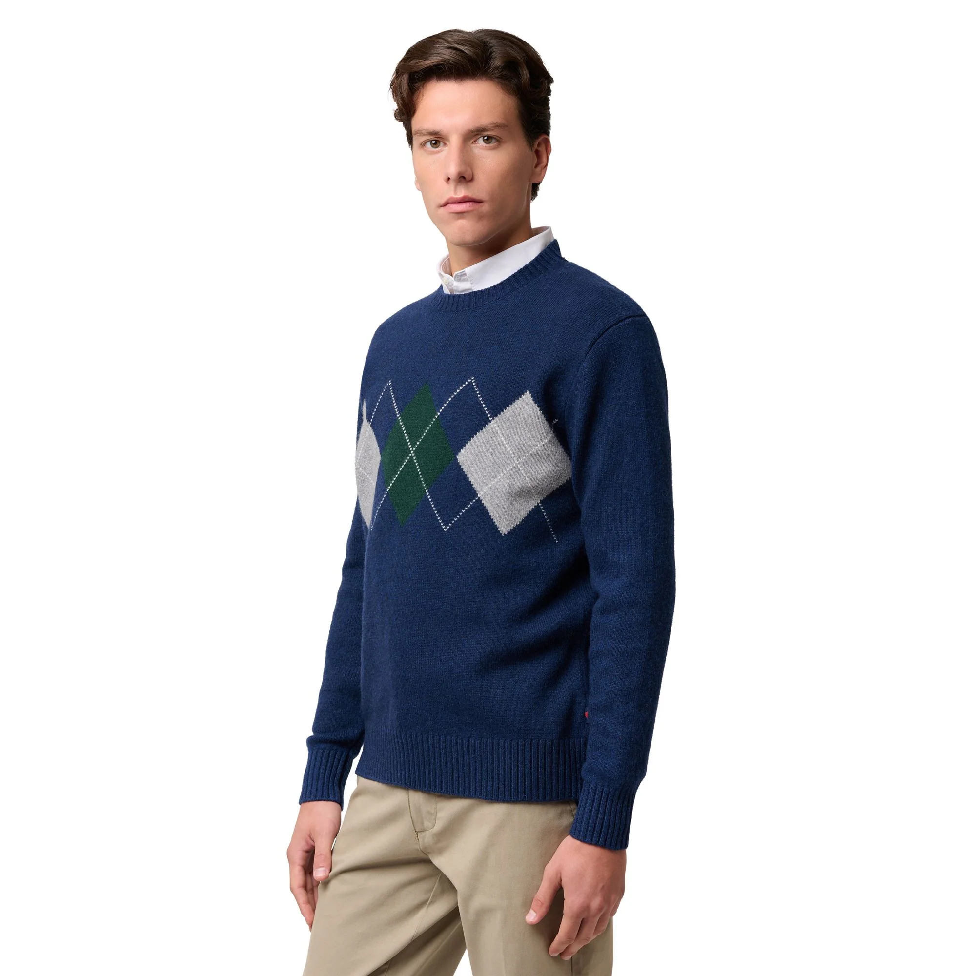 AVALON - KNITWEAR - Pull  Over - Man - BLUE IRIS-GREY FROST-GREEN JUNE-WHITE NATURAL