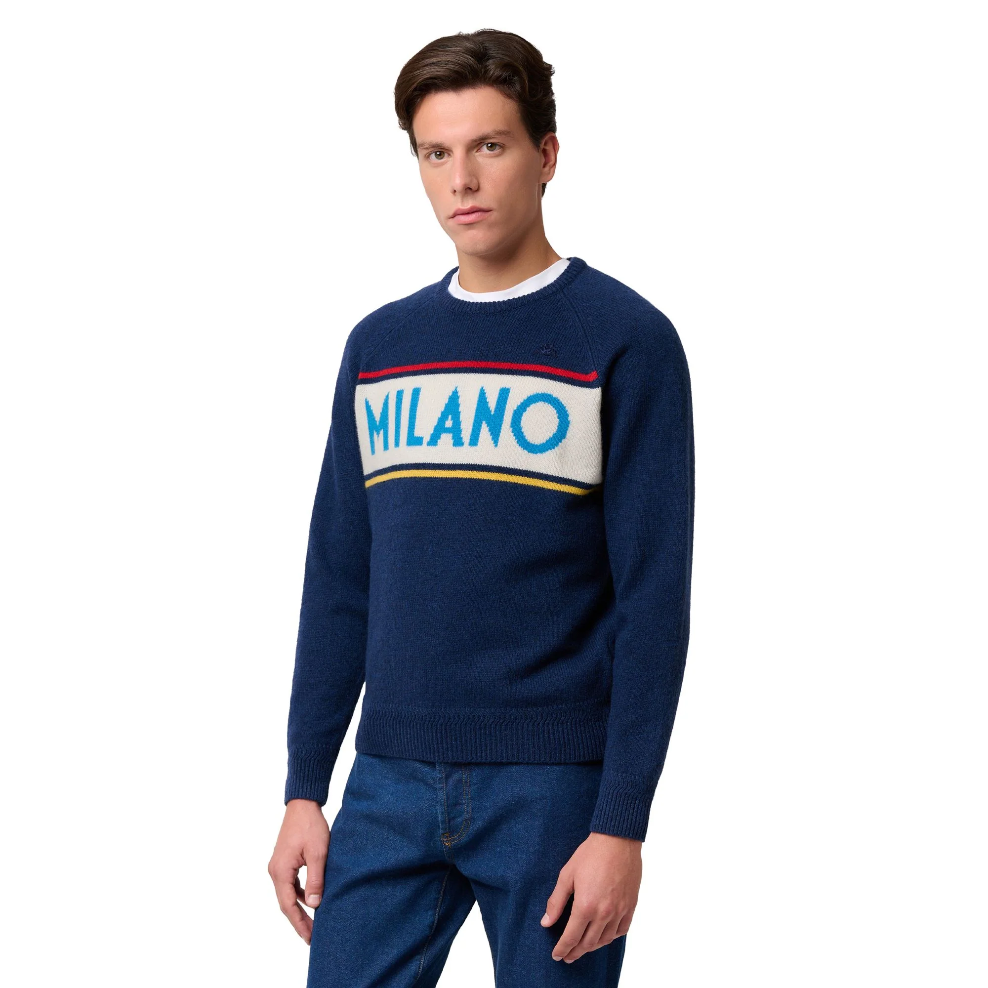 EROI KNIT MILANO - KNITWEAR - Jumper - Man - BLUE-WHITE NATURAL-AZURE-RED-YELLOW