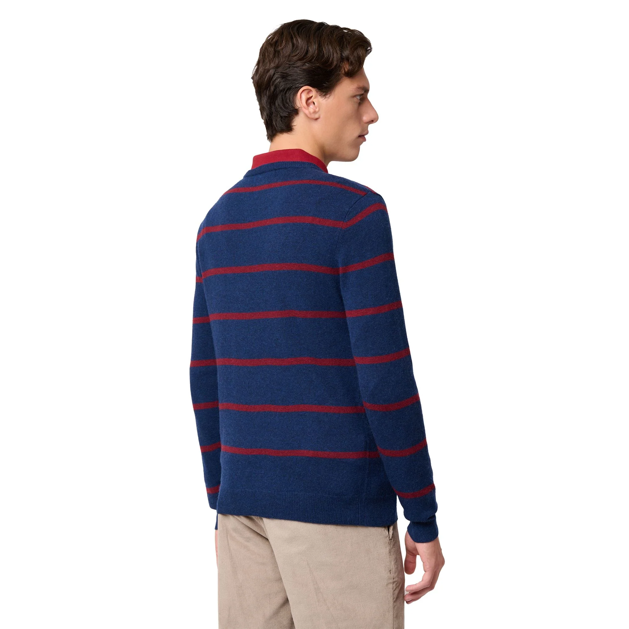 GROS - KNITWEAR - Pull  Over - Man - BLUE IRIS-RED POMEGRANATE - Image 5