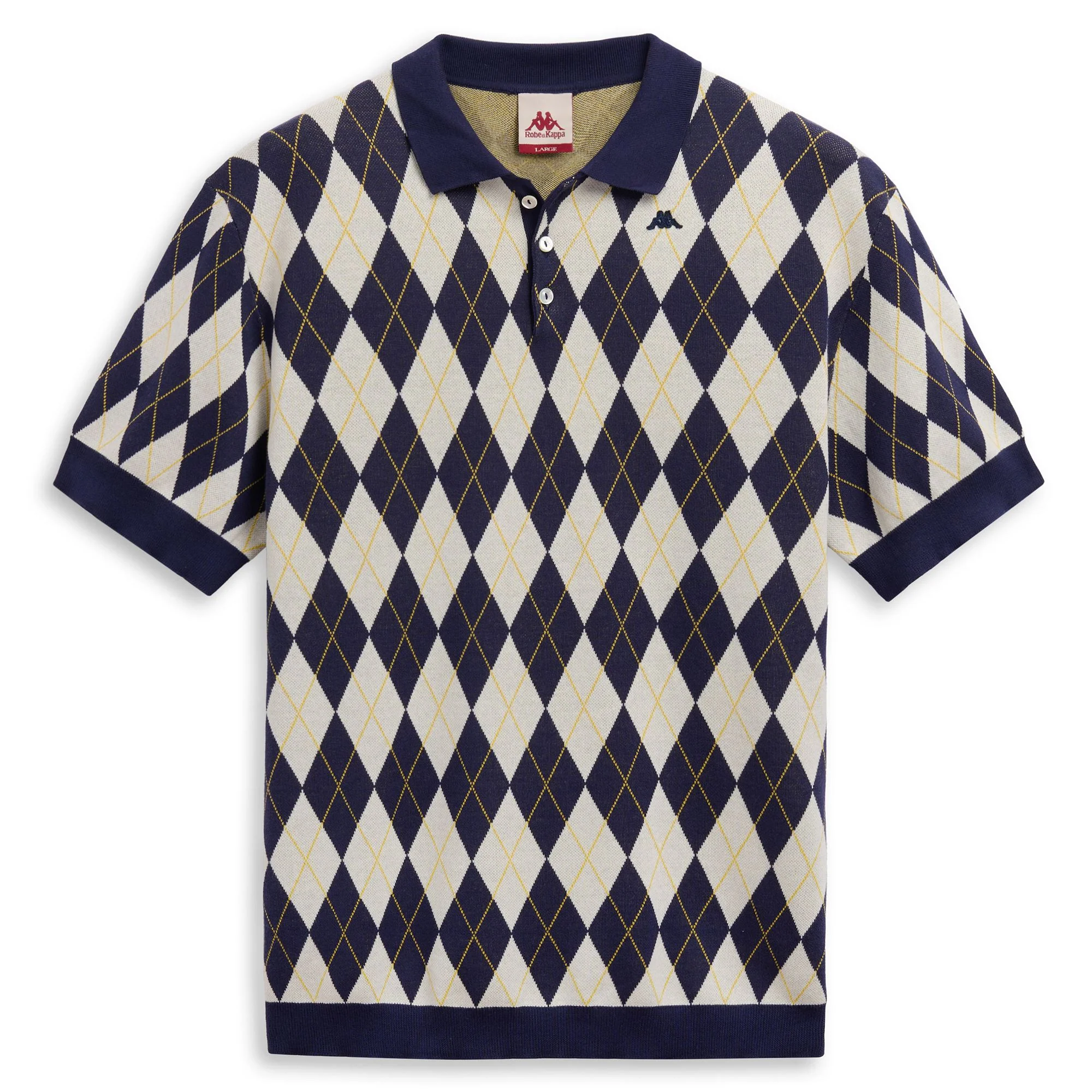 ROBE GIOVANI   ARGYLL - KNITWEAR - Polo - Man - WHITE MASTICE-BLUE MARINE-YELLOW CHROME