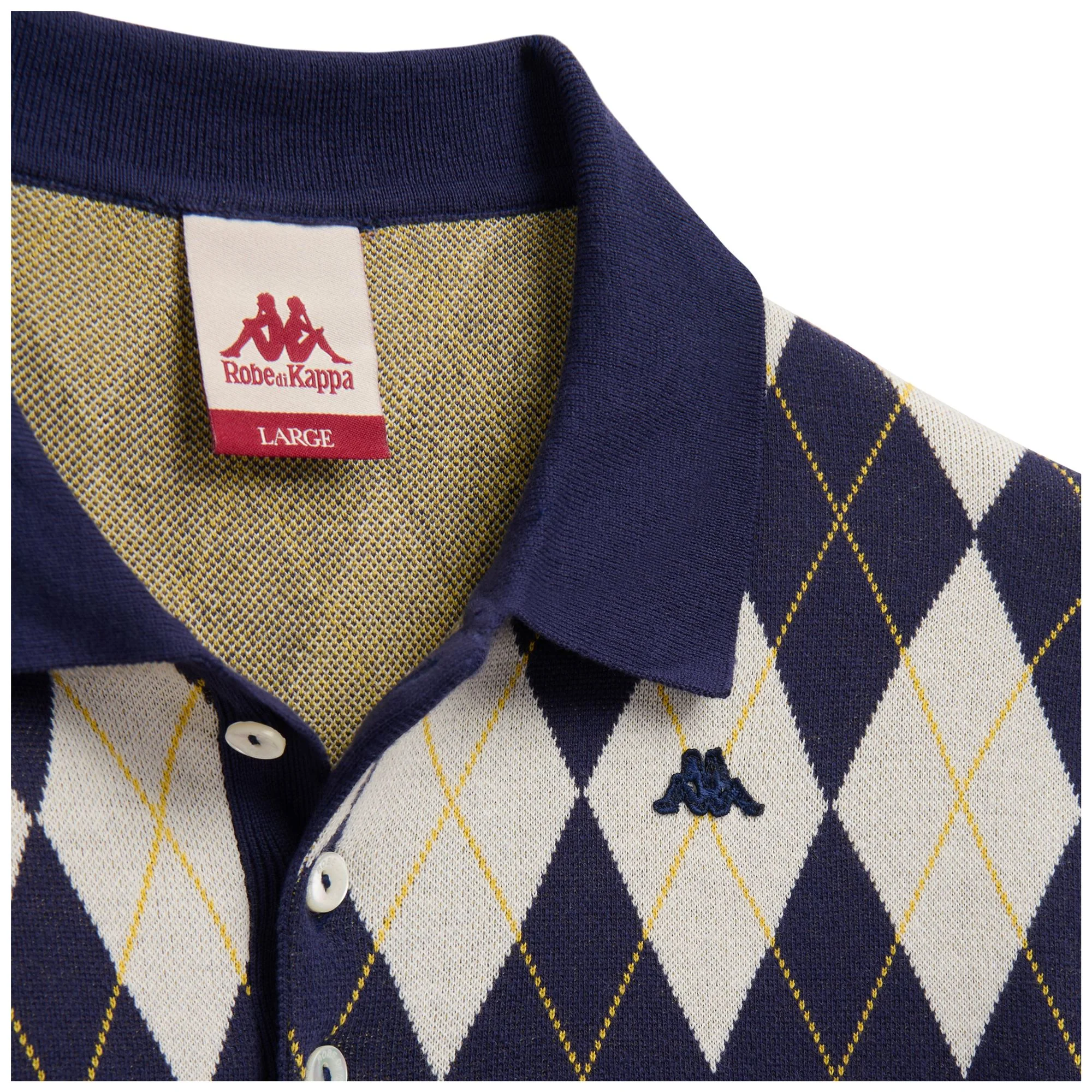 ROBE GIOVANI   ARGYLL - KNITWEAR - Polo - Man - WHITE MASTICE-BLUE MARINE-YELLOW CHROME - Image 3